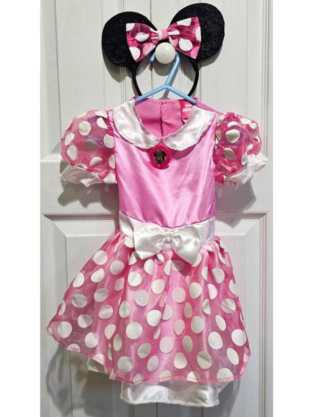Minnie Mouse Pink Polka Dot Toddler Costume Girls 2T Halloween Dress Ears Cute